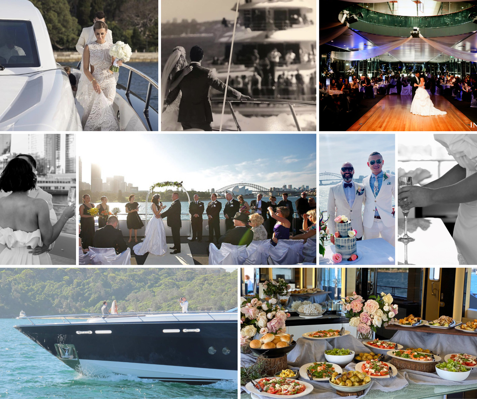 Wedding cruise Sydney boat hire photo collage
